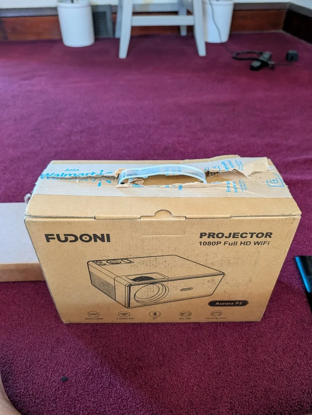 Fudoni Projector in Brown - 1080P WiFi & Bluetooth